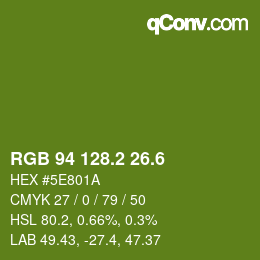 カラーコード: RGB 94 128.2 26.6 | qconv.com