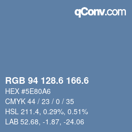 カラーコード: RGB 94 128.6 166.6 | qconv.com