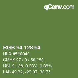 Color code: RGB 94 128 64 | qconv.com