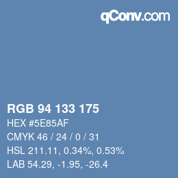Código de color: RGB 94 133 175 | qconv.com