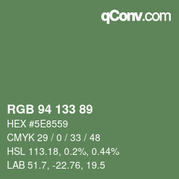 Farbcode: RGB 94 133 89 | qconv.com
