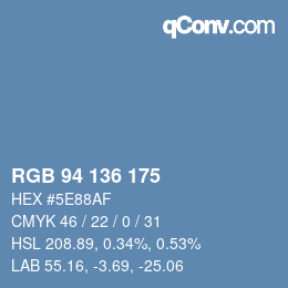 Color code: RGB 94 136 175 | qconv.com