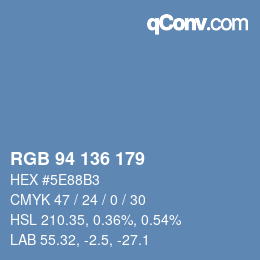 Color code: RGB 94 136 179 | qconv.com