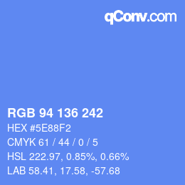 Color code: RGB 94 136 242 | qconv.com