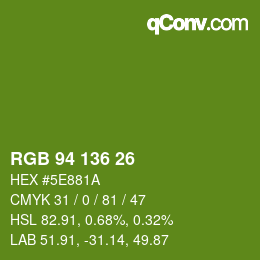 Color code: RGB 94 136 26 | qconv.com