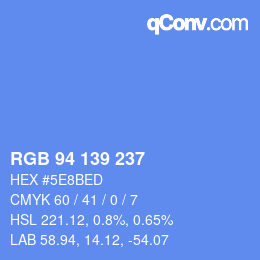 Code couleur: RGB 94 139 237 | qconv.com