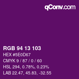 Color code: RGB 94 13 103 | qconv.com