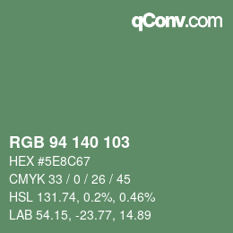 Color code: RGB 94 140 103 | qconv.com
