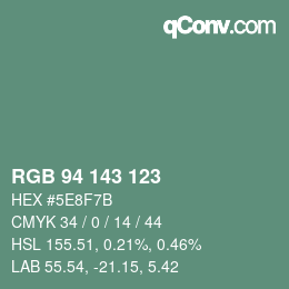 Color code: RGB 94 143 123 | qconv.com