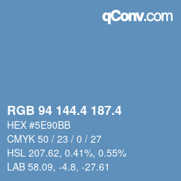 カラーコード: RGB 94 144.4 187.4 | qconv.com