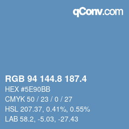 カラーコード: RGB 94 144.8 187.4 | qconv.com