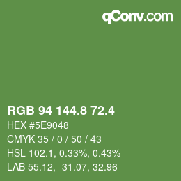 カラーコード: RGB 94 144.8 72.4 | qconv.com