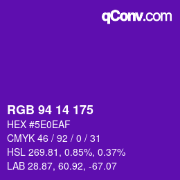 カラーコード: RGB 94 14 175 | qconv.com
