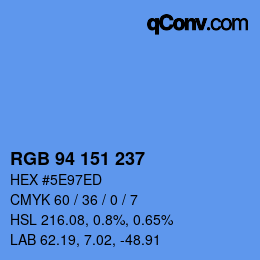 Color code: RGB 94 151 237 | qconv.com