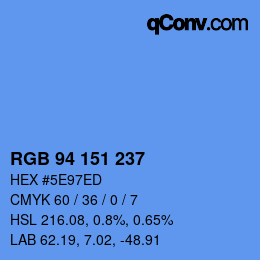 Color code: RGB 94 151 237 | qconv.com