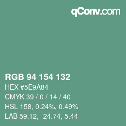 Farbcode: RGB 94 154 132 | qconv.com