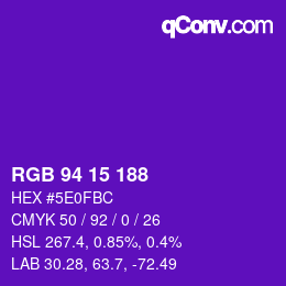 Color code: RGB 94 15 188 | qconv.com