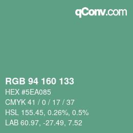 カラーコード: RGB 94 160 133 | qconv.com