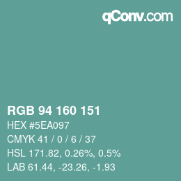 Color code: RGB 94 160 151 | qconv.com