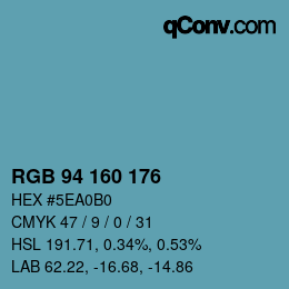 Farbcode: RGB 94 160 176 | qconv.com