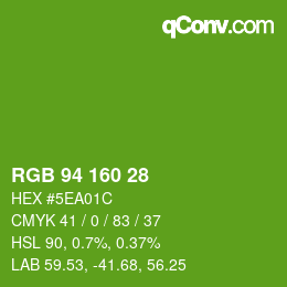 Color code: RGB 94 160 28 | qconv.com