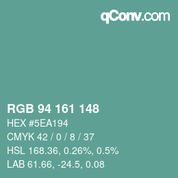 Farbcode: RGB 94 161 148 | qconv.com