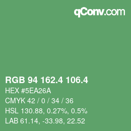 カラーコード: RGB 94 162.4 106.4 | qconv.com