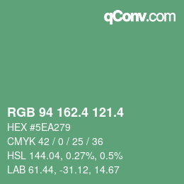 カラーコード: RGB 94 162.4 121.4 | qconv.com