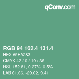カラーコード: RGB 94 162.4 131.4 | qconv.com