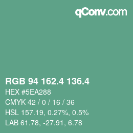 カラーコード: RGB 94 162.4 136.4 | qconv.com