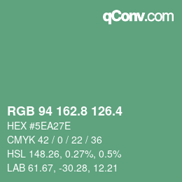 カラーコード: RGB 94 162.8 126.4 | qconv.com