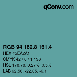 カラーコード: RGB 94 162.8 161.4 | qconv.com