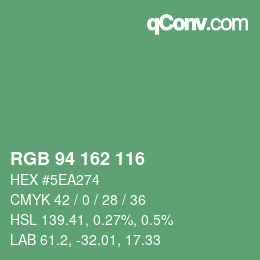 カラーコード: RGB 94 162 116 | qconv.com