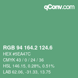 カラーコード: RGB 94 164.2 124.6 | qconv.com