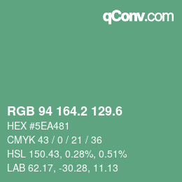 カラーコード: RGB 94 164.2 129.6 | qconv.com
