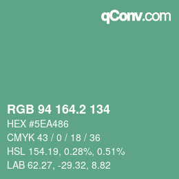 カラーコード: RGB 94 164.2 134 | qconv.com