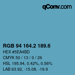 カラーコード: RGB 94 164.2 189.6 | qconv.com