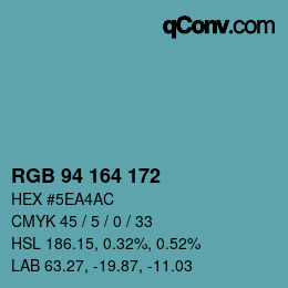 颜色代码: RGB 94 164 172 | qconv.com