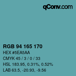 Color code: RGB 94 165 170 | qconv.com