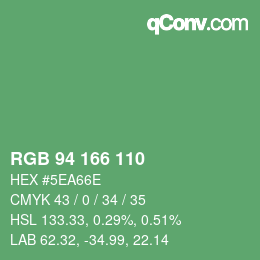 カラーコード: RGB 94 166 110 | qconv.com