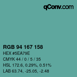 Color code: RGB 94 167 158 | qconv.com