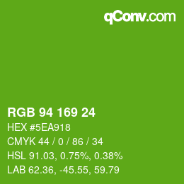 Color code: RGB 94 169 24 | qconv.com