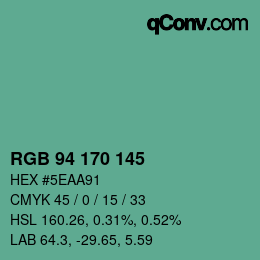 Color code: RGB 94 170 145 | qconv.com