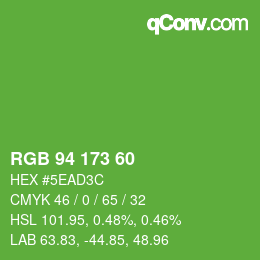 Color code: RGB 94 173 60 | qconv.com