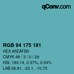 Farbcode: RGB 94 175 181 | qconv.com