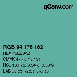 Color code: RGB 94 176 162 | qconv.com