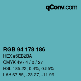 Color code: RGB 94 178 186 | qconv.com