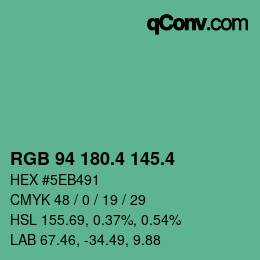 カラーコード: RGB 94 180.4 145.4 | qconv.com