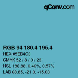 カラーコード: RGB 94 180.4 195.4 | qconv.com