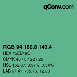 カラーコード: RGB 94 180.8 140.4 | qconv.com